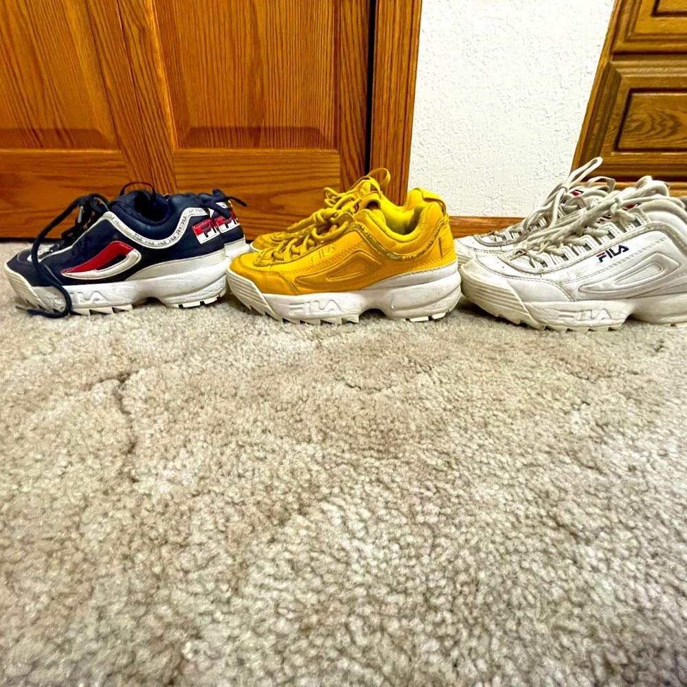 LOT OF 3, FILA chunky shoes size 4 YOUTH